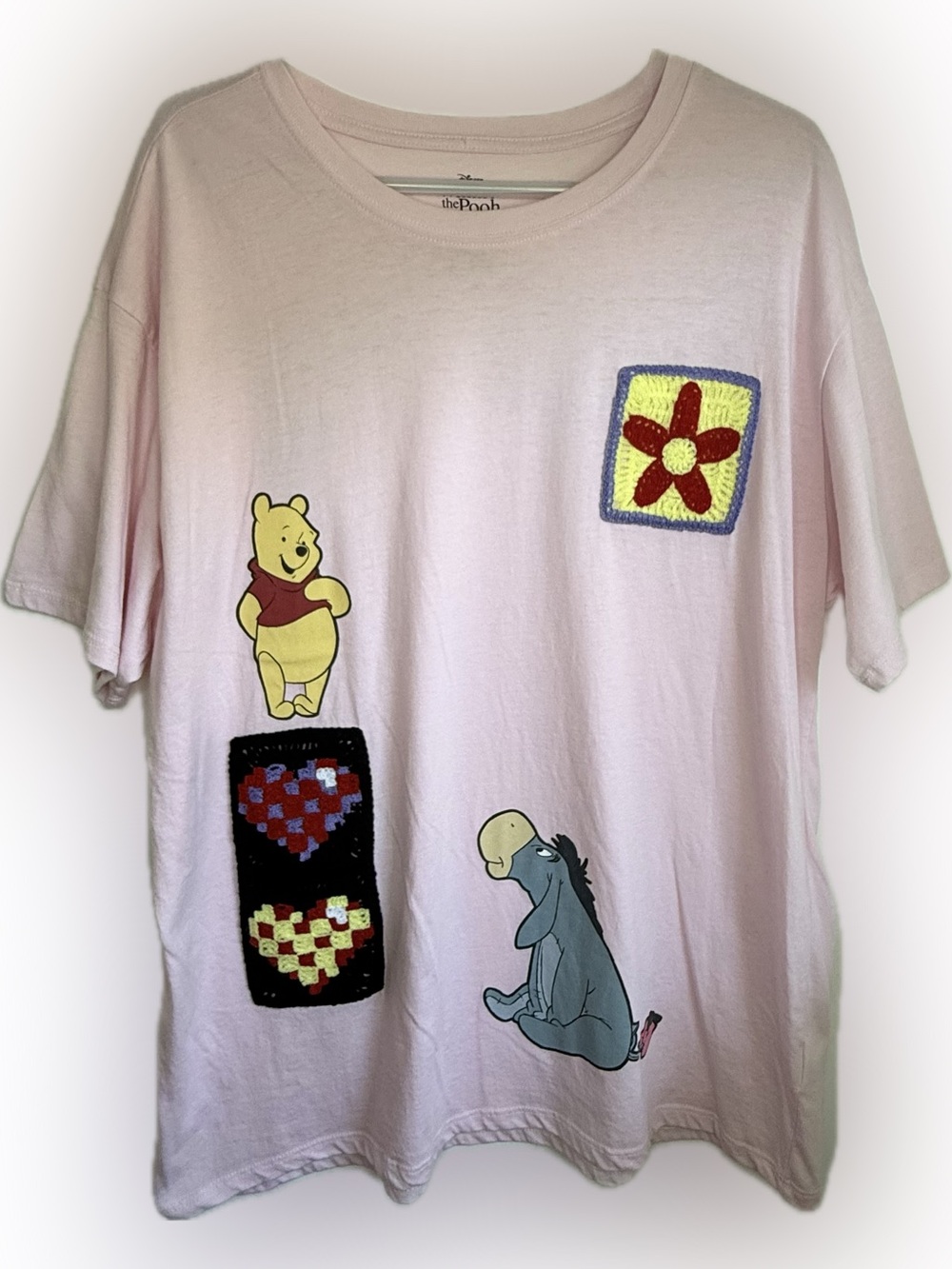 Disney Winnie the Pooh & Eeyore Women's Crochet Patch T-Shirt Size XXL